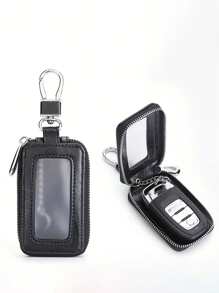 1pc Universal Car Key Fob Case Car Smart Key Fob Holder For Remote Key Fob Car Keychain Car Key Chain Key Holder Key Case - Black - View 4
