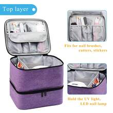 Protraveller Sơn móng tay Mang Hộp đựng , Hai lớp Máy sấy móng tay Hộp lưu trữ 30 Chai Tinh dầu Loại vỏ Cho du lịch , Nhà - Màu tím - Xem 4