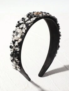 1 Miếng Quý cô Baroque Phong cách Đồ trang trí Rhinestone Tuyệt đẹp Sáng bóng Dây buộc tóc ( Thích hợp Đối với Tất cả các mùa , Các bữa tiệc , Lễ hội ) - Đen và trắng - Xem 2