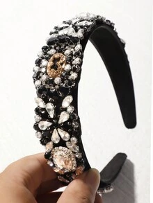 1 Miếng Quý cô Baroque Phong cách Đồ trang trí Rhinestone Tuyệt đẹp Sáng bóng Dây buộc tóc ( Thích hợp Đối với Tất cả các mùa , Các bữa tiệc , Lễ hội ) - Đen và trắng - Xem 6