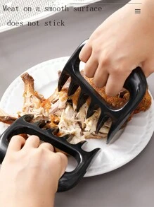 1pc Bear Claw Shaped Meat Shredder Bbq Tool, Chicken Separating Picker, Pulled Pork Handler - Black - View 2