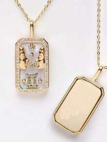 1個時尚的精緻金屬風格女士星座項鍊,附吊墜-鎖骨長度