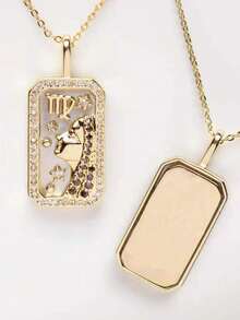 1個時尚的精緻金屬風格女士星座項鍊,附吊墜-鎖骨長度