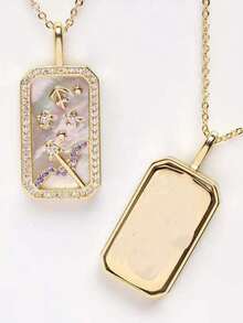 1個時尚的精緻金屬風格女士星座項鍊,附吊墜-鎖骨長度