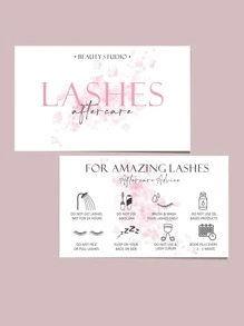 50入組粉色睫毛延長護理卡,睫毛美容商業名片,9*5.4cm - 粉色 - 查看 2