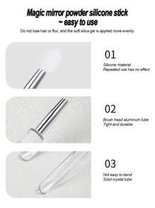 1pc Nail Art Silicon Brush For Magic Mirror Powder &  Powder, With Sponge Head For Finger Nail, Easy To Carry & Multi-Functional - Clear - View 6