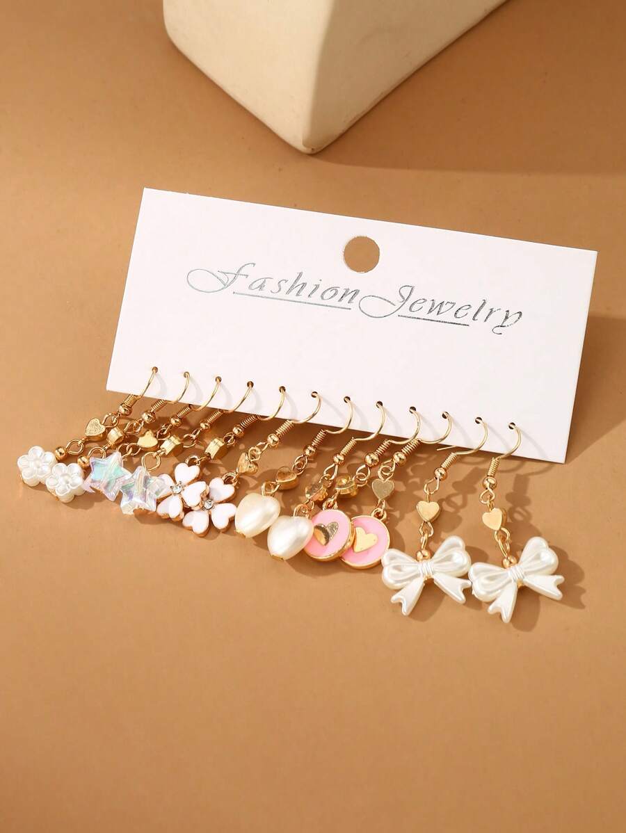 12pcs/set Children's Cute & Fresh Earrings Set - Multicolor - View 1