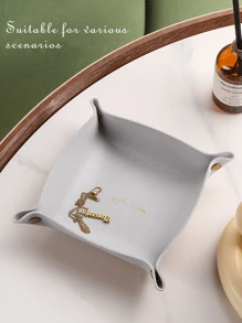 皮革首饰托盘，用于放置戒指、耳环和手镯；床头柜和梳妆台的收纳整理器；手表和硬币收纳托盘；印有金色英文单词的手机和钥匙扣，情人节返校礼物 - 彩色 - 查看 8