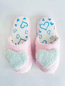 女士們喜愛的愛心形狀冬季拖鞋,靜音鞋底,可愛設計,粉色,適用於室內 - 粉色 - 查看 5