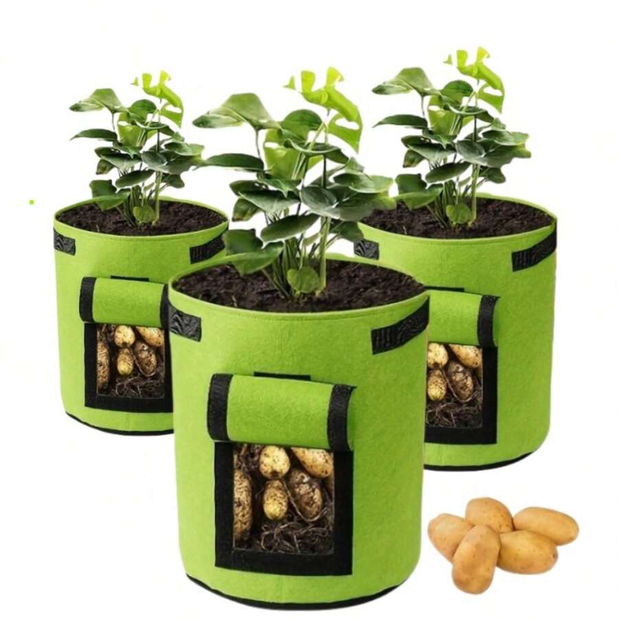 1個非織造土豆種植袋,土豆種植桶,加厚的蔬菜育苗袋,植物種植袋 - 綠色 - 查看 1
