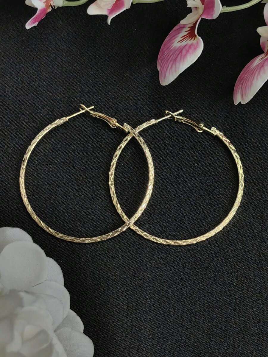 Arracadas Grandes Doradas para Cualquier Ocasión - Dorado 1 Par - Ver 1