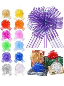 20入組光條蝴蝶結,6英寸大球花裝飾蝴蝶結,用於禮品包裝、聖誕樹禮品籃包裝、酒瓶裝飾絲帶和蝴蝶結,婚禮派對生日裝飾