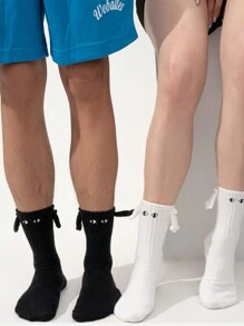 1雙,磁力情侶牽手襪男女搞笑中筒襪運動襪秋冬女襪