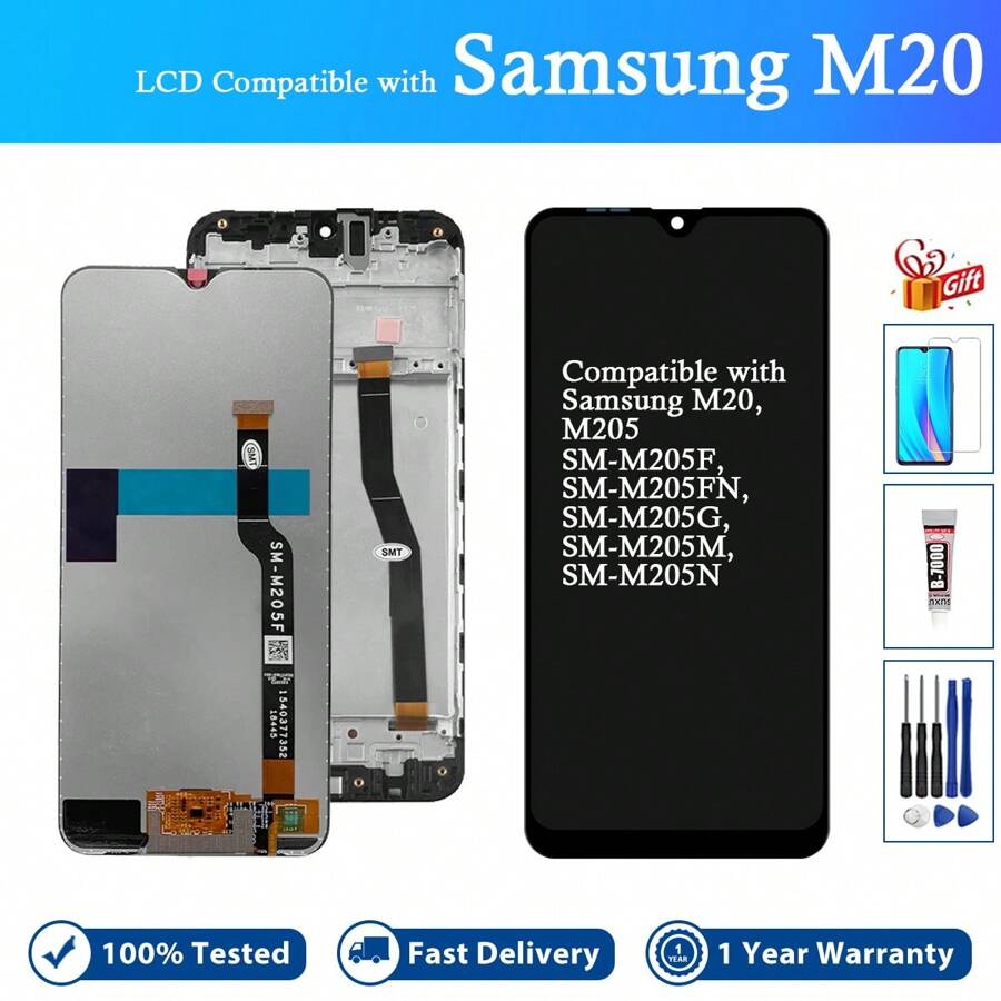 Brand New Lcd Display Touch Screen Replacement Part With Digitizer Assembly Compatible With Samsung Galaxy M20 M205 M205f M205g/Ds - Black - View 1