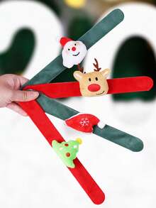 1只綠色聖誕老人裝飾手環,配有卡通按扣手環,聖誕節假期裝飾