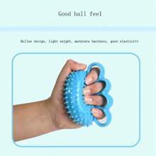 1pc Four Finger Hedgehog Shaped Hand Grip Strength Trainer With Spikes And Soft Massage Ball Design To Prevent Slipping - Blue - View 2