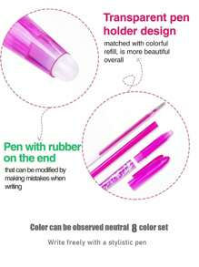 8入組/套可消除溫度控制中性鋼筆在各種各樣顏色辦公&學校用品 - 彩色 - 查看 4