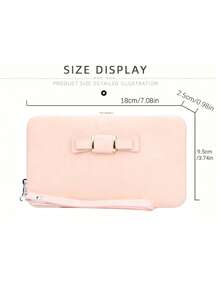 優雅蝴蝶結裝飾手機錢包,帶有卡槽和拉鍊口袋的時尚手機殼 - 粉色 - 查看 5