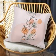 1入雙面印花天鵝絨坐墊套,抽象色塊&植物圖案 - 彩色 - 查看 1