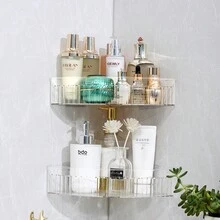 1pc White Bathroom Shelf Wall Mounted Storage Rack For Bathroom Sink, No Drilling Required - White - View 2