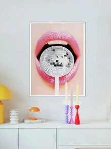 1入口味棒彩繪裝飾,現代壁畫,時尚壁畫,美學房間裝飾海報,迪斯科球飾品,無框畫布印刷品