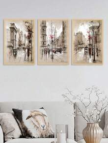 3 cái/bộ tranh sơn dầu Áp phích , Đường phố , ô tô , Con người , Nghệ thuật trừu tượng , Thiết kế đơn giản , Nhà  Đồ trang trí , Qủa tặng Đối với Bạn , Đối với Phòng khách , Phòng ngủ , Văn phòng , Phòng bếp Nhà hàng Treo tranh Trang trí , Không thấm nước Bức tranh , In , Tác phẩm nghệ thuật , Khung trang trí - nhiều màu - Xem 5