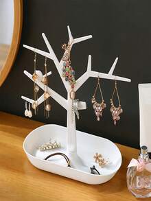 1 Miếng Chim Cây hình Hộp thu nạp trang sức & Hoa tai Đế trưng bày & Chìa khóa Móc áo & Vòng tay Giá đỡ Đối với phụ nữ Nhà  Hộp đựng - trắng - Xem 1