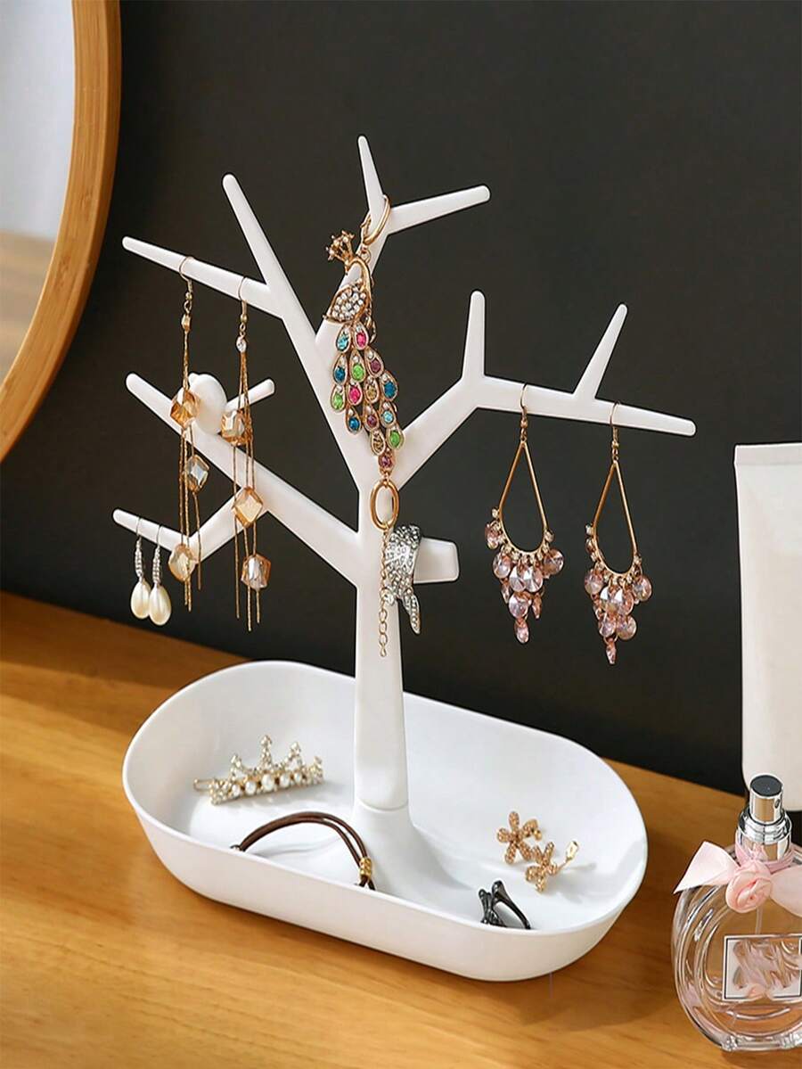 1 Miếng Chim Cây hình Hộp thu nạp trang sức & Hoa tai Đế trưng bày & Chìa khóa Móc áo & Vòng tay Giá đỡ Đối với phụ nữ Nhà  Hộp đựng - trắng - Xem 1