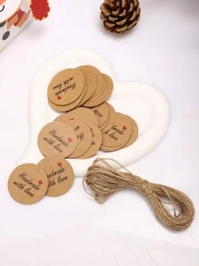 50pcs Brown Round Handmade Mini Hang Tags - Brown - View 1