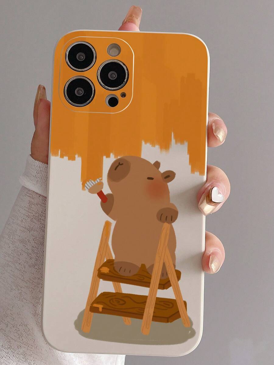 1pc Painted Yellow Capybara Phone Case - Multicolor - View 1