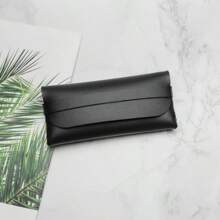 1個黑色可攜式時尚防壓皮革眼鏡盒,適用於日常使用,旅行,派對等場合。