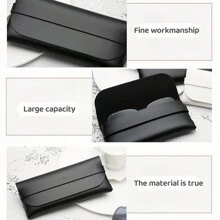 1個黑色可攜式時尚防壓皮革眼鏡盒,適用於日常使用,旅行,派對等場合。