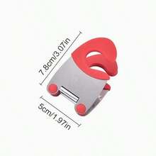 1pc Stainless Steel And Plastic Pot Edge Clip, Kitchen Utensil Support Bracket, Rubber Pads Kitchen Tool Clamp (8cm*5cm*4.5cm) - Red - View 2
