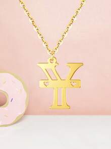 1入戈特字母項鍊女用不鏽鋼鍍金吊墜鏈子奶昔項鍊美學emo珠寶禮物