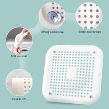 2pcs Square Suction Cup Drain Filter For Bathroom Kitchen Sink - White - View 3