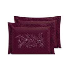 2 Pillowcases With Ultrasonic Quilted EMBROIDERY 70cmx50cm - Burgundy - View 2