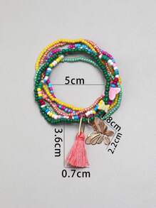 Set de pulsera con cuentas de flores elásticas, 3 piezas/juego, color aleatorio - Multicolor - Ver 9