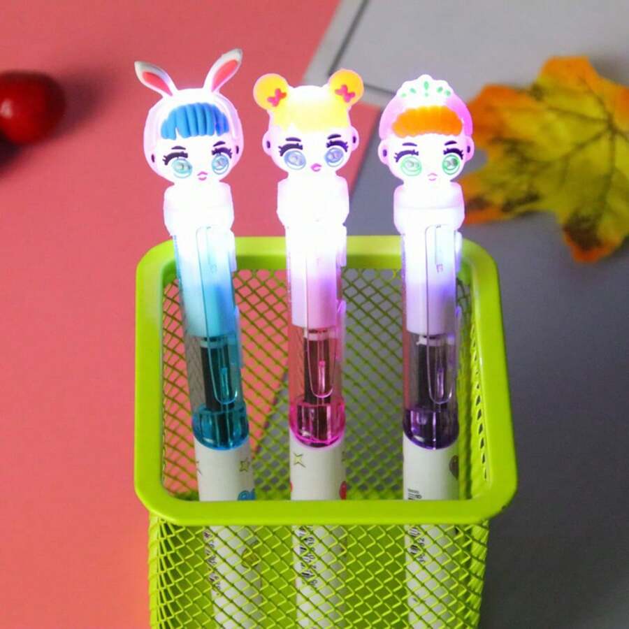 1pc Girl's Led Light Ballpoint Pen - Multicolor - View 1