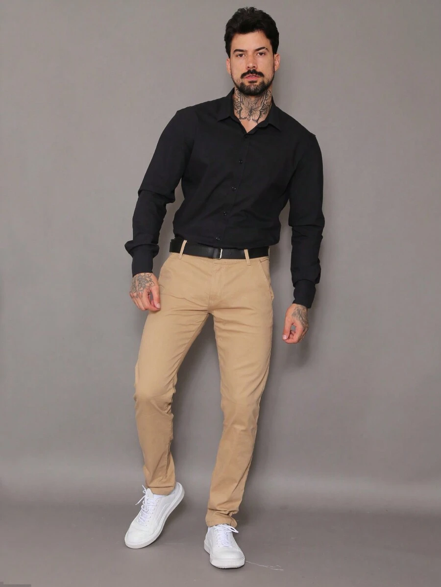 Men Pants - Beige - View 1