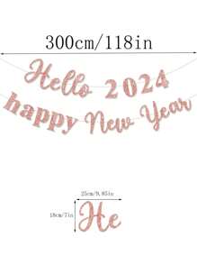 1pc Hello 2026 Happy New Year Banner, New Year Party Decoration Flag - Rose Gold - View 3