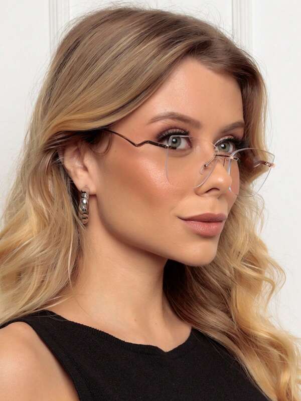 ARMACAO DE OCULOS  GRAU FEMININO GATINHA  GEOMETRICO SEM ARO  LENTE ANTI AZUL LUXO