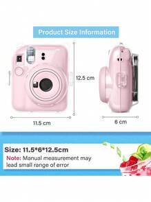 适用于 Insta X Mini 12/Mini 12 相机的透明保护壳 - 硬质 PVC 保护壳，透明，带后置照片袋和彩虹肩带（不含相机）