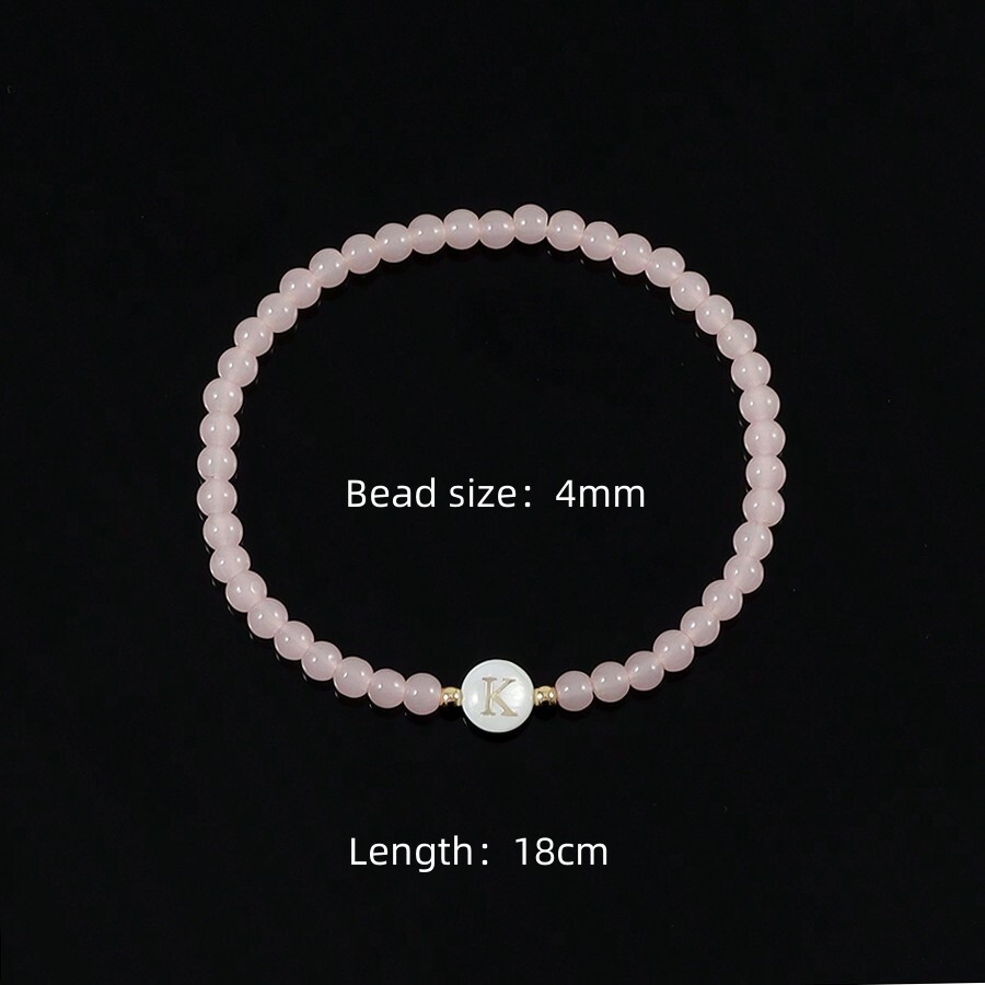 1pcs New Fashion AZ Initial Pink Beaded Bracelet Women For Party for