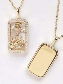 1個時尚的精緻金屬風格女士星座項鍊,附吊墜-鎖骨長度