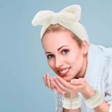 3入組水療頭帶手腕洗手帶套裝,洗臉用頭帶和手帶套裝,適用於女性化妝瑜伽 - 彩色 - 查看 4