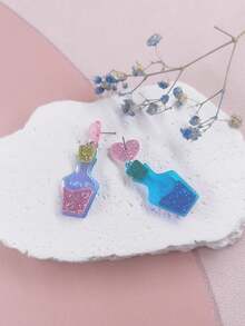 1 đôi Dễ thương & vui tươi Màu hồng Long lanh Hình trái tim Ly Chai Với & Acrylic Chữ cái Vật rủ xuống Hoa tai , Lãng mạn Ngày lễ tình nhân Qủa tặng Dành cho Cô gái - Nhiều màu - Xem 5