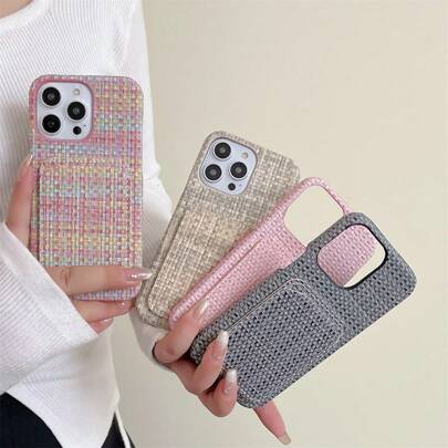 Woven Pattern Shockproof Protective Phone Cover Case Compatible With Iphone 1615 14 14 12 11 Pro Max X XR XS Max 7 8 15 14 Plus With Card Holder
