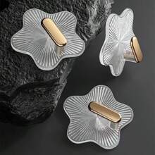 2入組/套星形透明掛勾,自粘式壁掛勾,不留痕,不損壞,適用於客廳,浴室,廚房門等