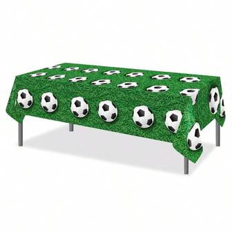 1pc 130*220cm (51.2*86.6inch) Football Themed Disposable Pe Material Printed Tablecloth For Birthday Party Decoration,Christmas