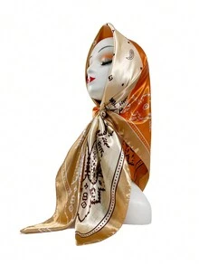 1條女士人造絲方巾,方巾頭帶,斑馬紋髮飾,沙灘巾,時尚飾品,披肩,戶外頸巾(適用於節日)